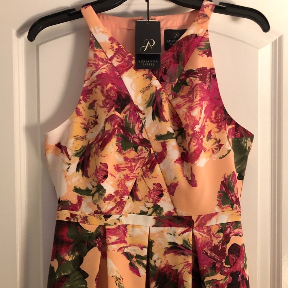 Adrianna Pappell Faille Criss Cross Neckline Dress